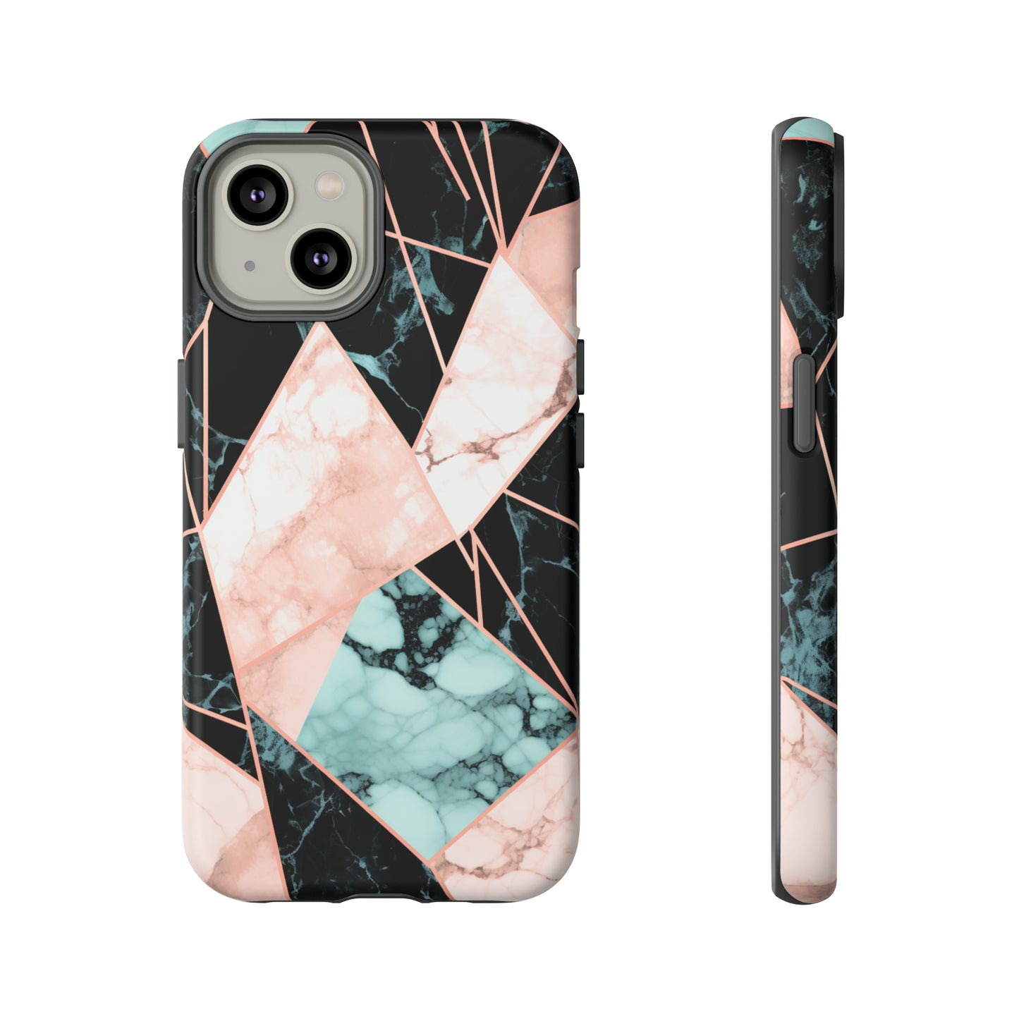 Geometric Elegance Marble and Gold Accents Tough Phone Cases