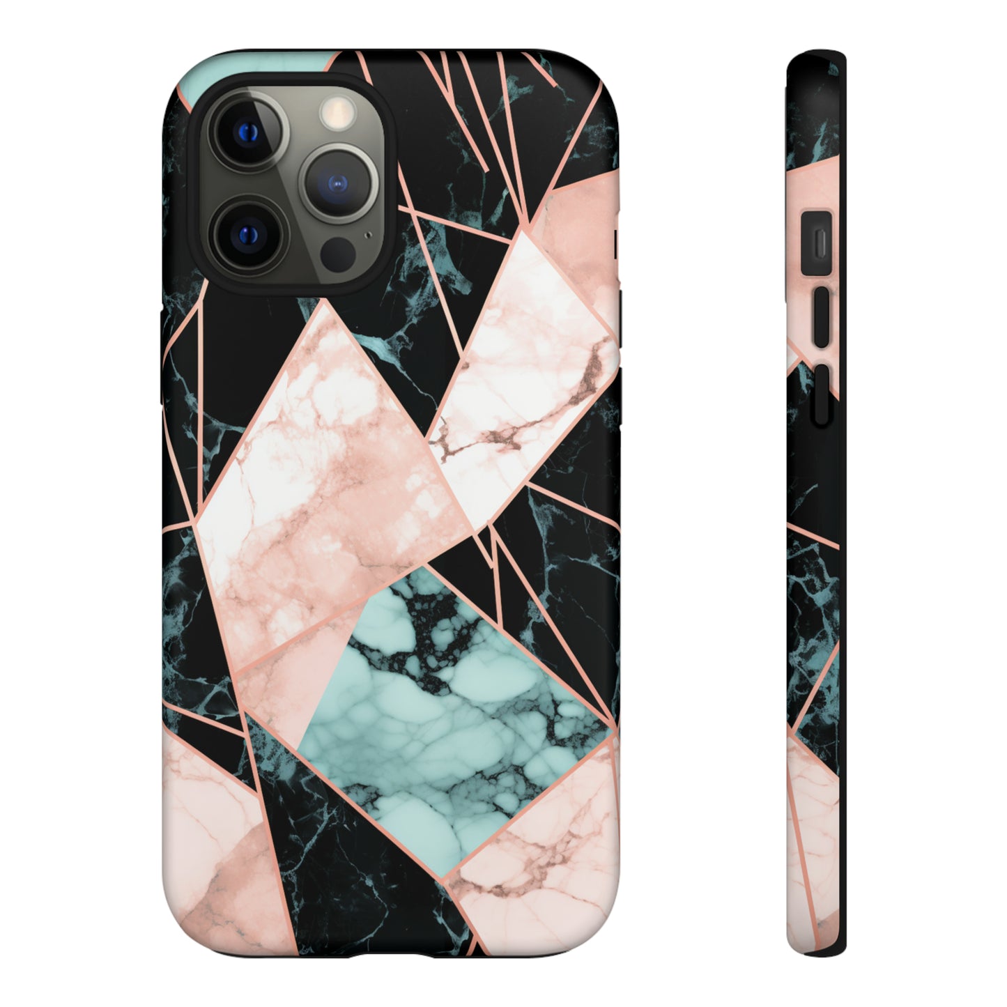 Geometric Elegance Marble and Gold Accents Tough Phone Cases