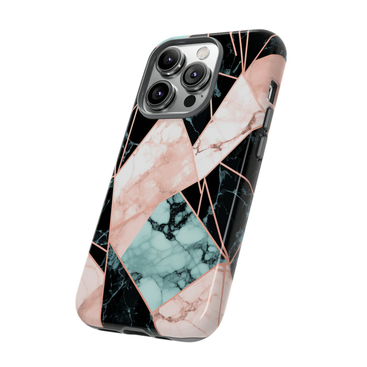 Geometric Elegance Marble and Gold Accents Tough Phone Cases