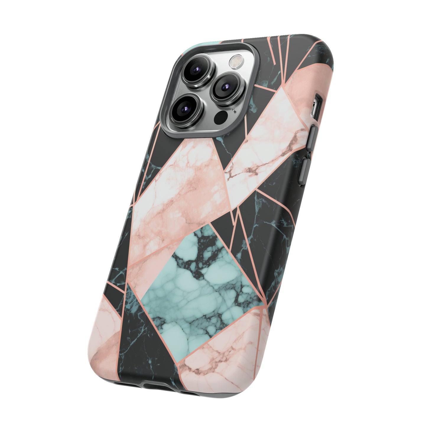 Geometric Elegance Marble and Gold Accents Tough Phone Cases