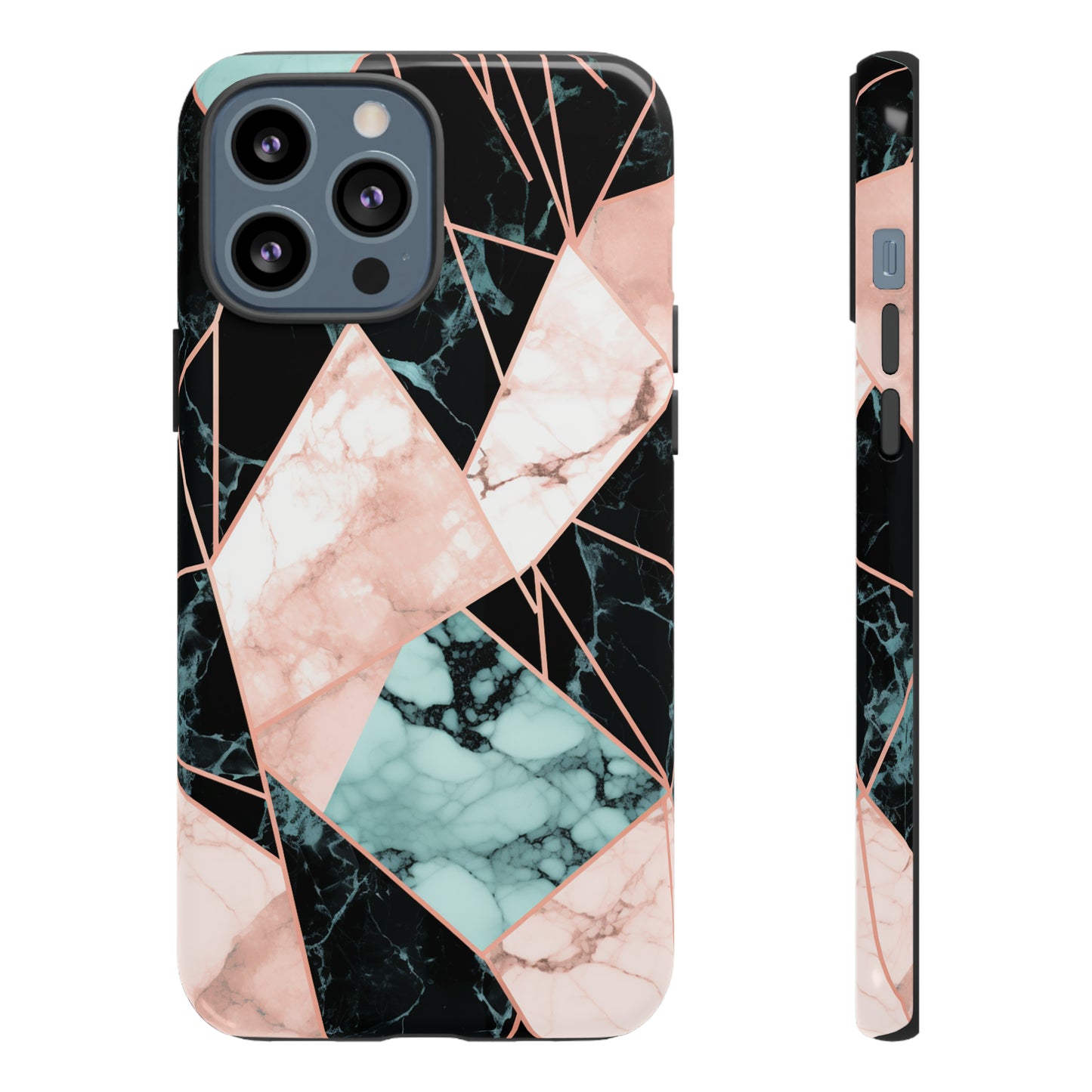 Geometric Elegance Marble and Gold Accents Tough Phone Cases