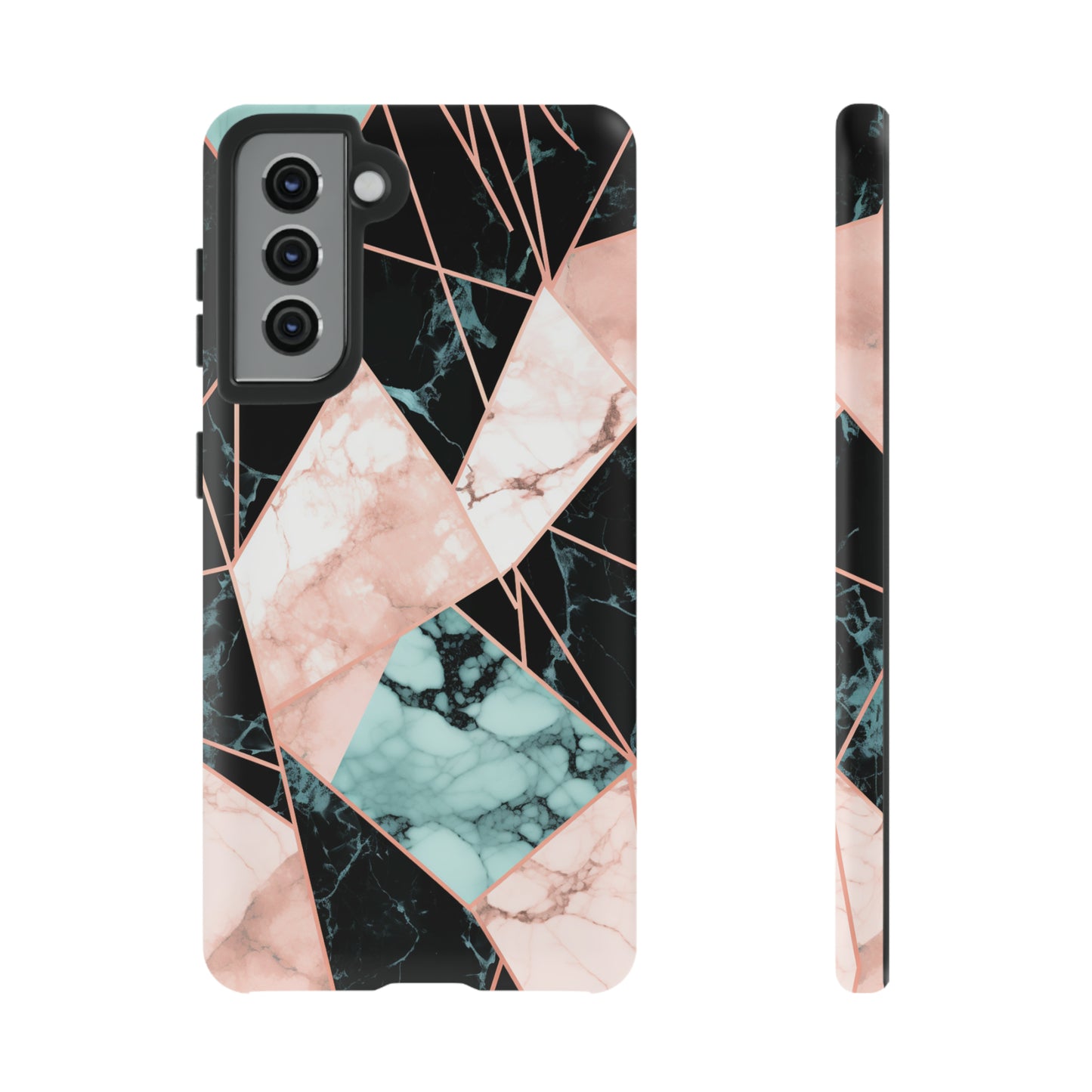 Geometric Elegance Marble and Gold Accents Tough Phone Cases