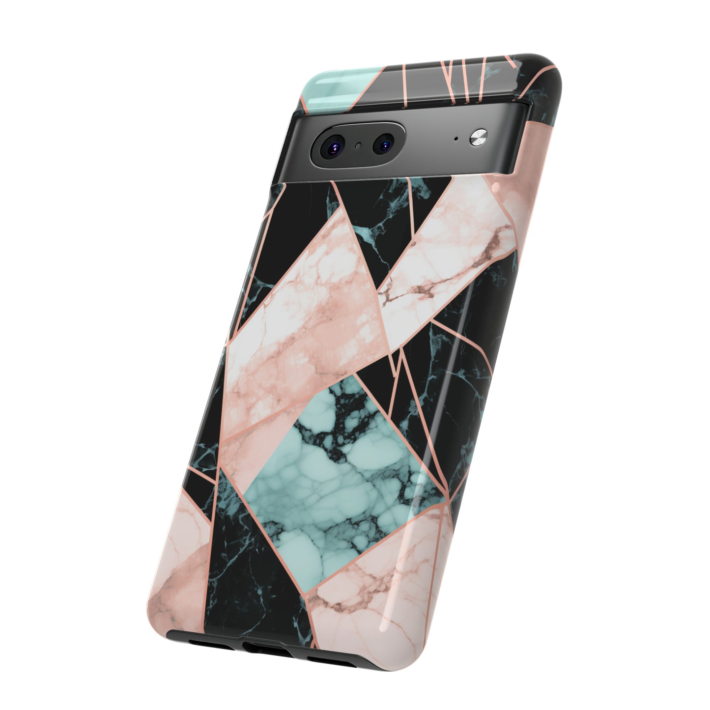 Geometric Elegance Marble and Gold Accents Tough Phone Cases