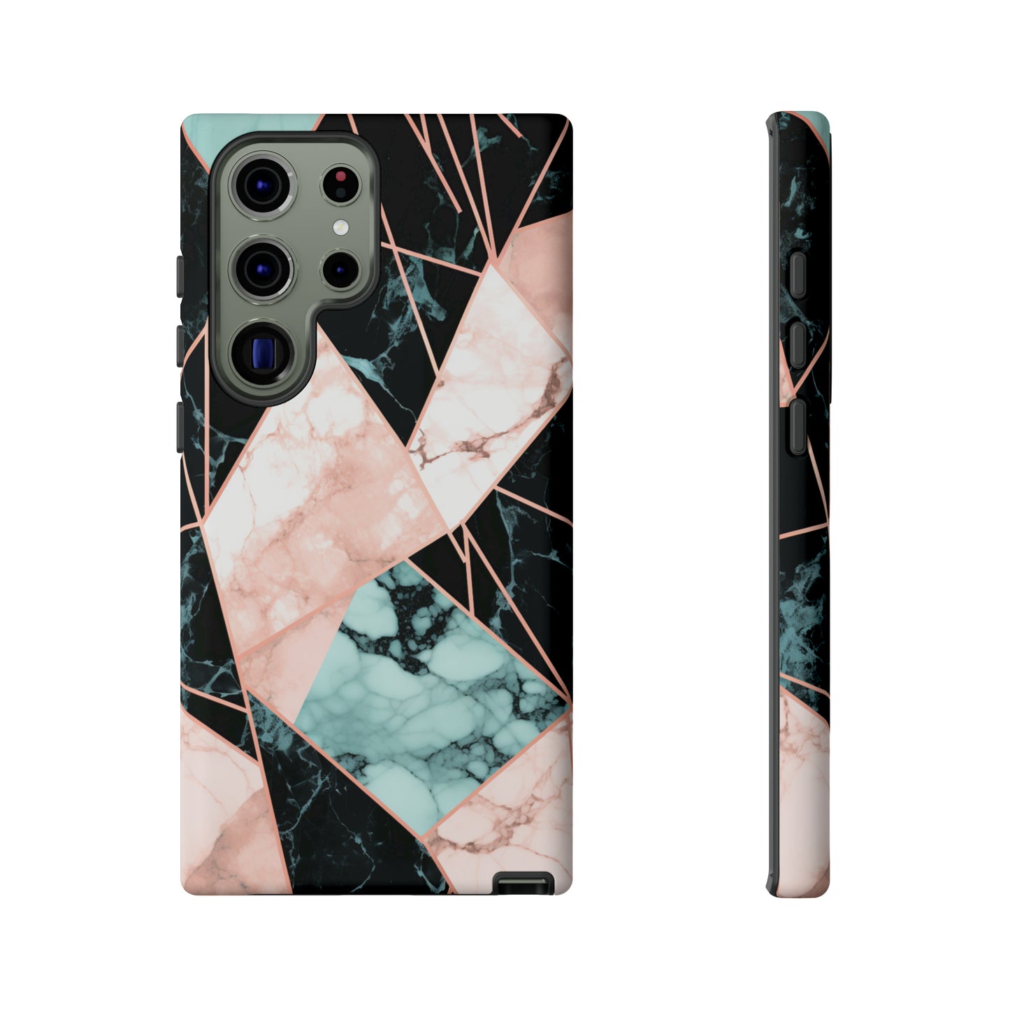 Geometric Elegance Marble and Gold Accents Tough Phone Cases