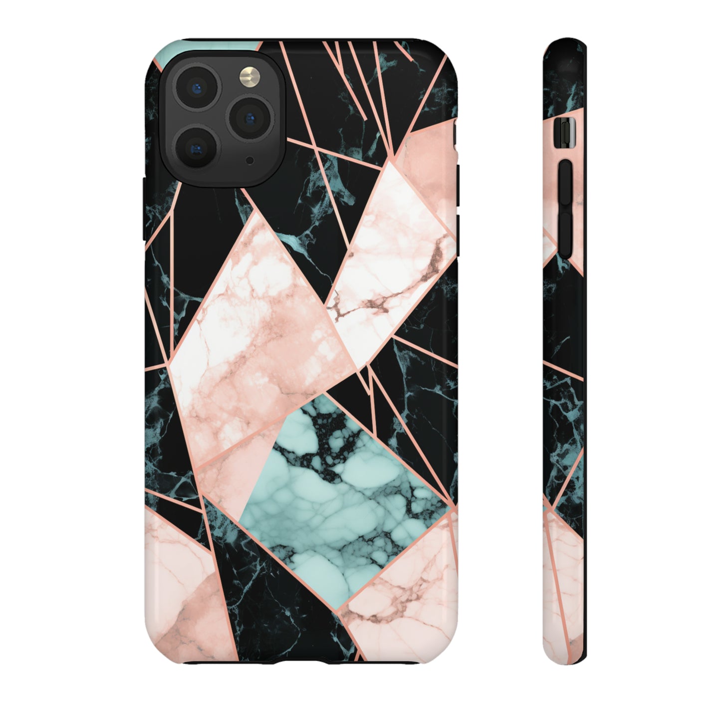 Geometric Elegance Marble and Gold Accents Tough Phone Cases