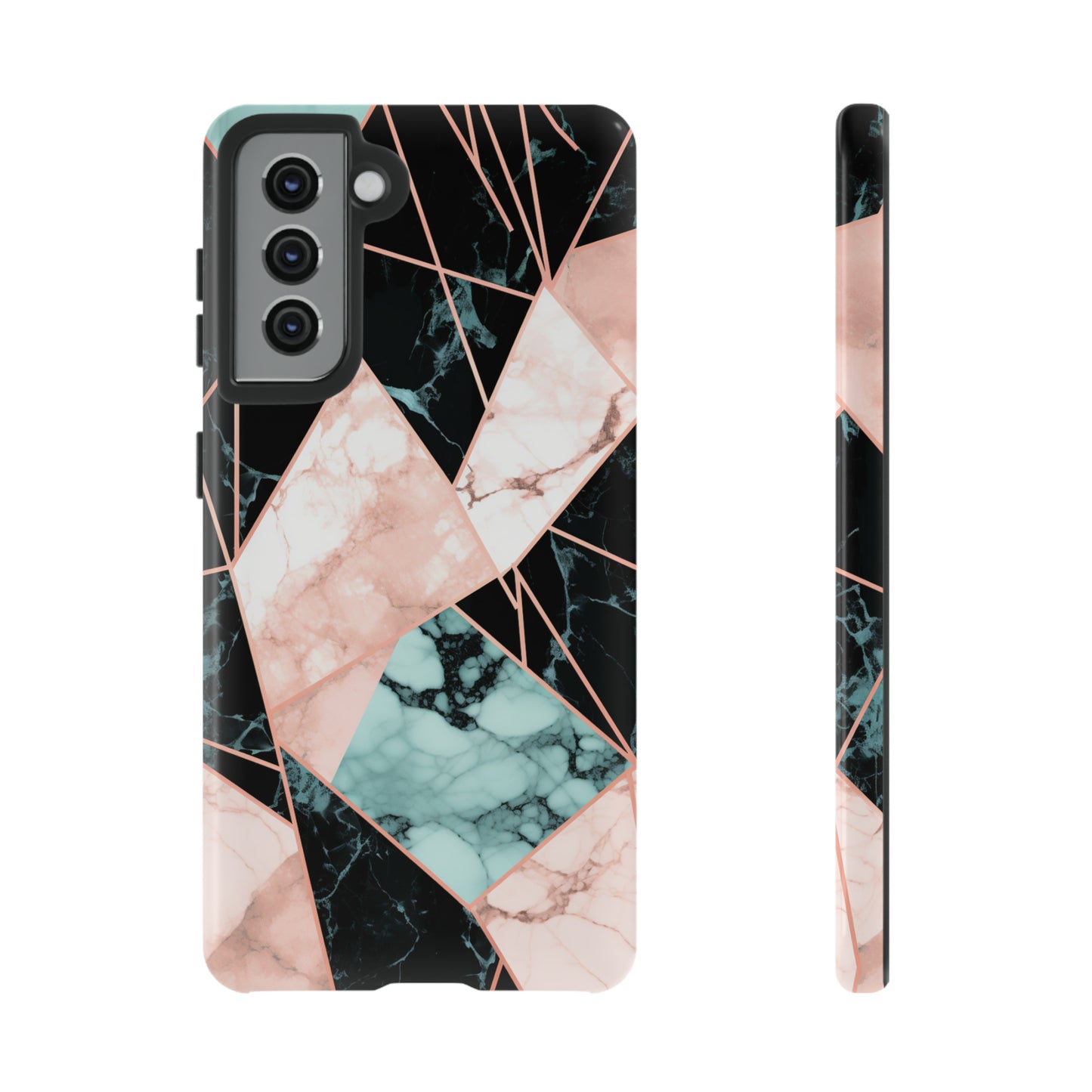 Geometric Elegance Marble and Gold Accents Tough Phone Cases
