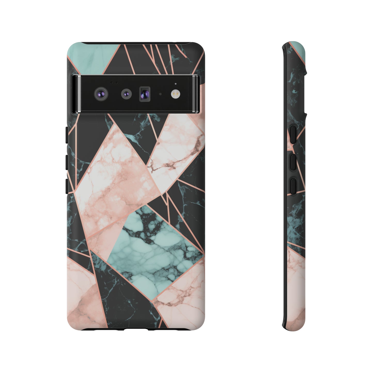 Geometric Elegance Marble and Gold Accents Tough Phone Cases