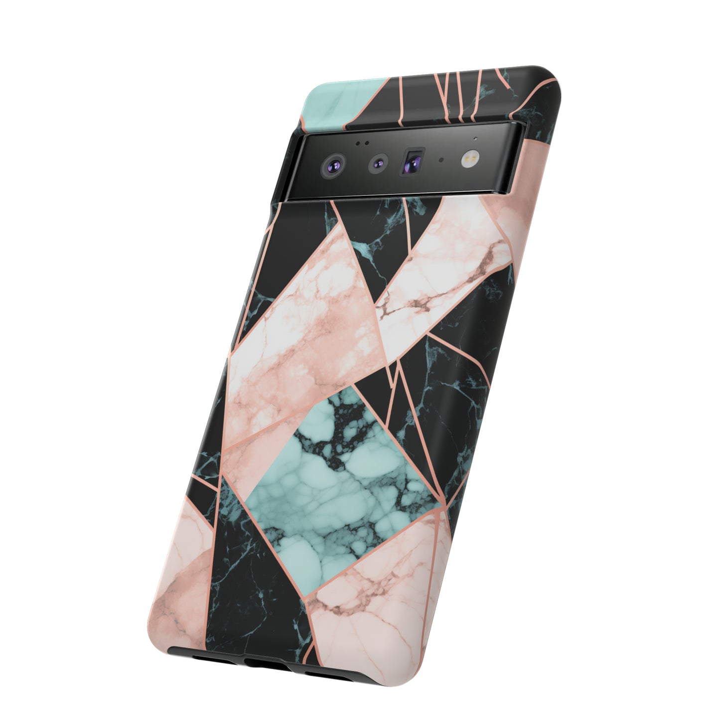 Geometric Elegance Marble and Gold Accents Tough Phone Cases