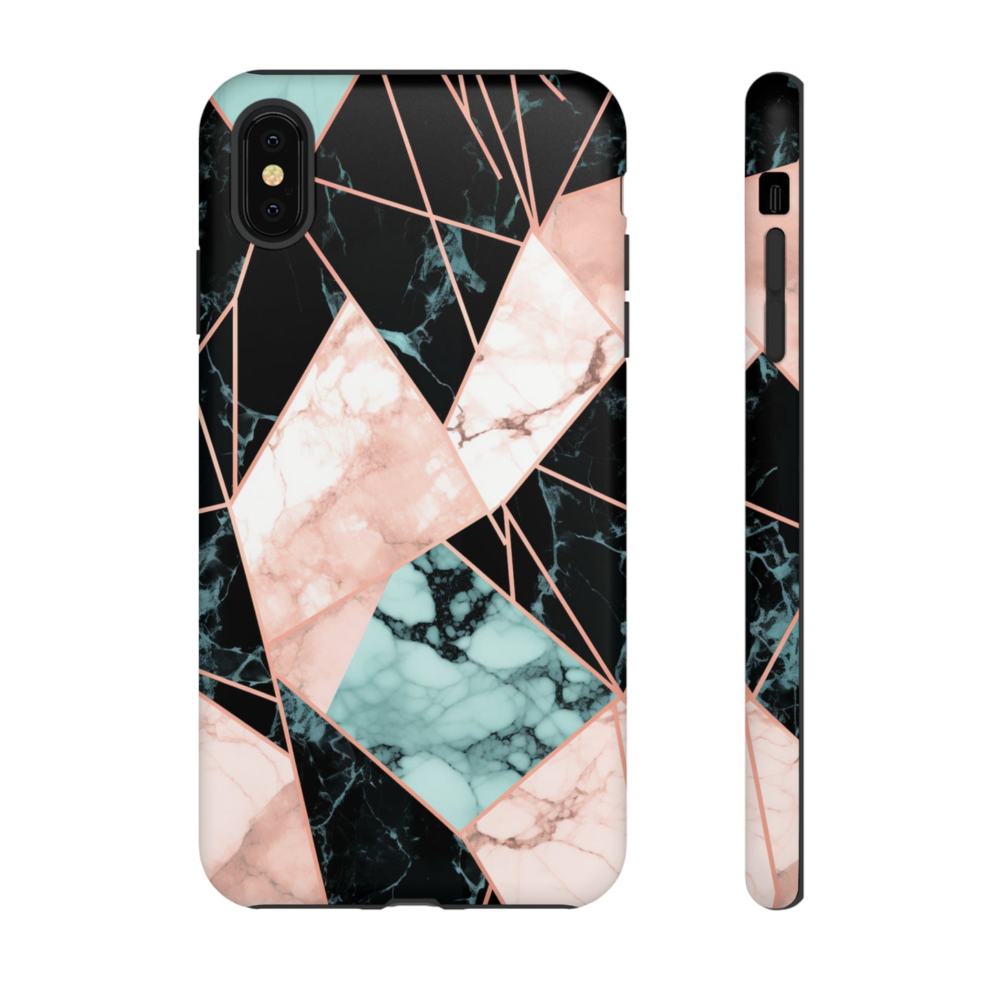 Geometric Elegance Marble and Gold Accents Tough Phone Cases