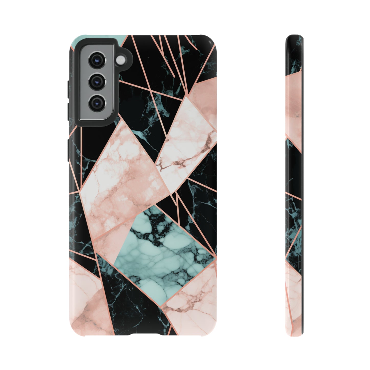 Geometric Elegance Marble and Gold Accents Tough Phone Cases