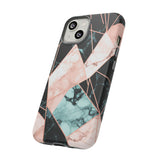 Geometric Elegance Marble and Gold Accents Tough Phone Cases