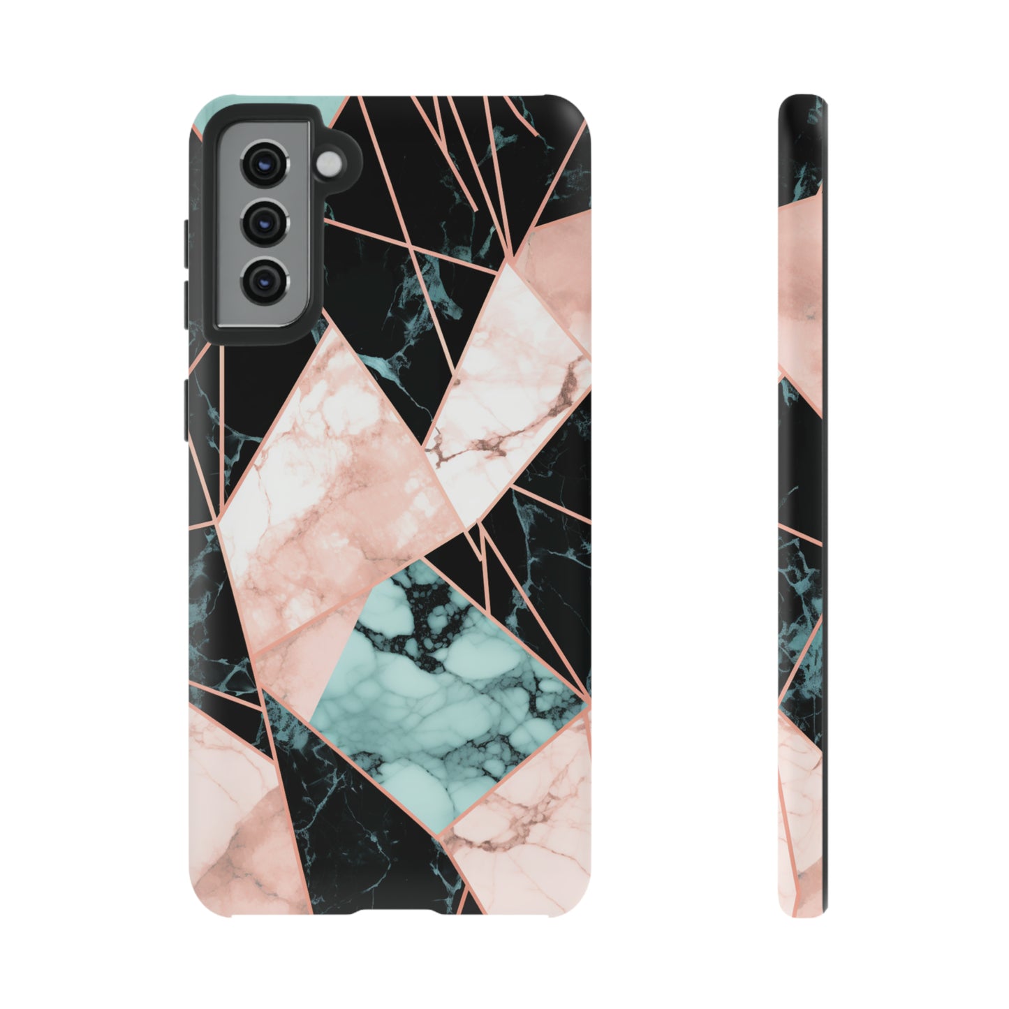 Geometric Elegance Marble and Gold Accents Tough Phone Cases