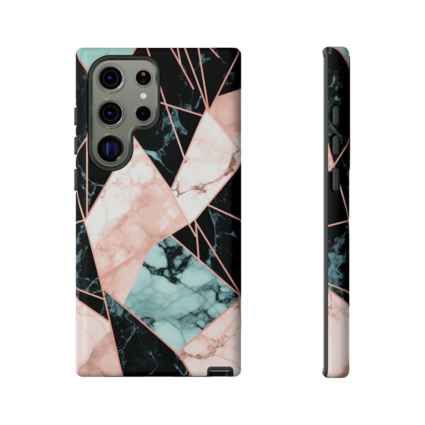 Geometric Elegance Marble and Gold Accents Tough Phone Cases