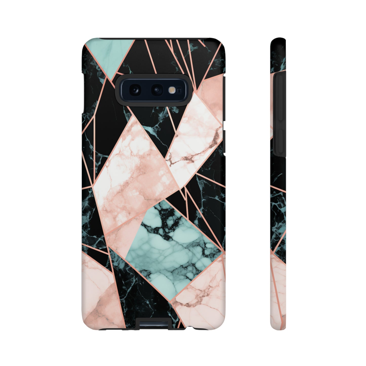 Geometric Elegance Marble and Gold Accents Tough Phone Cases