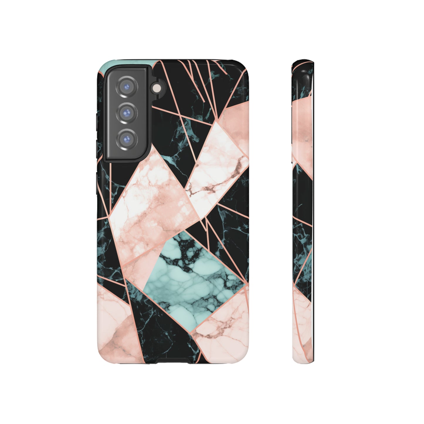 Geometric Elegance Marble and Gold Accents Tough Phone Cases
