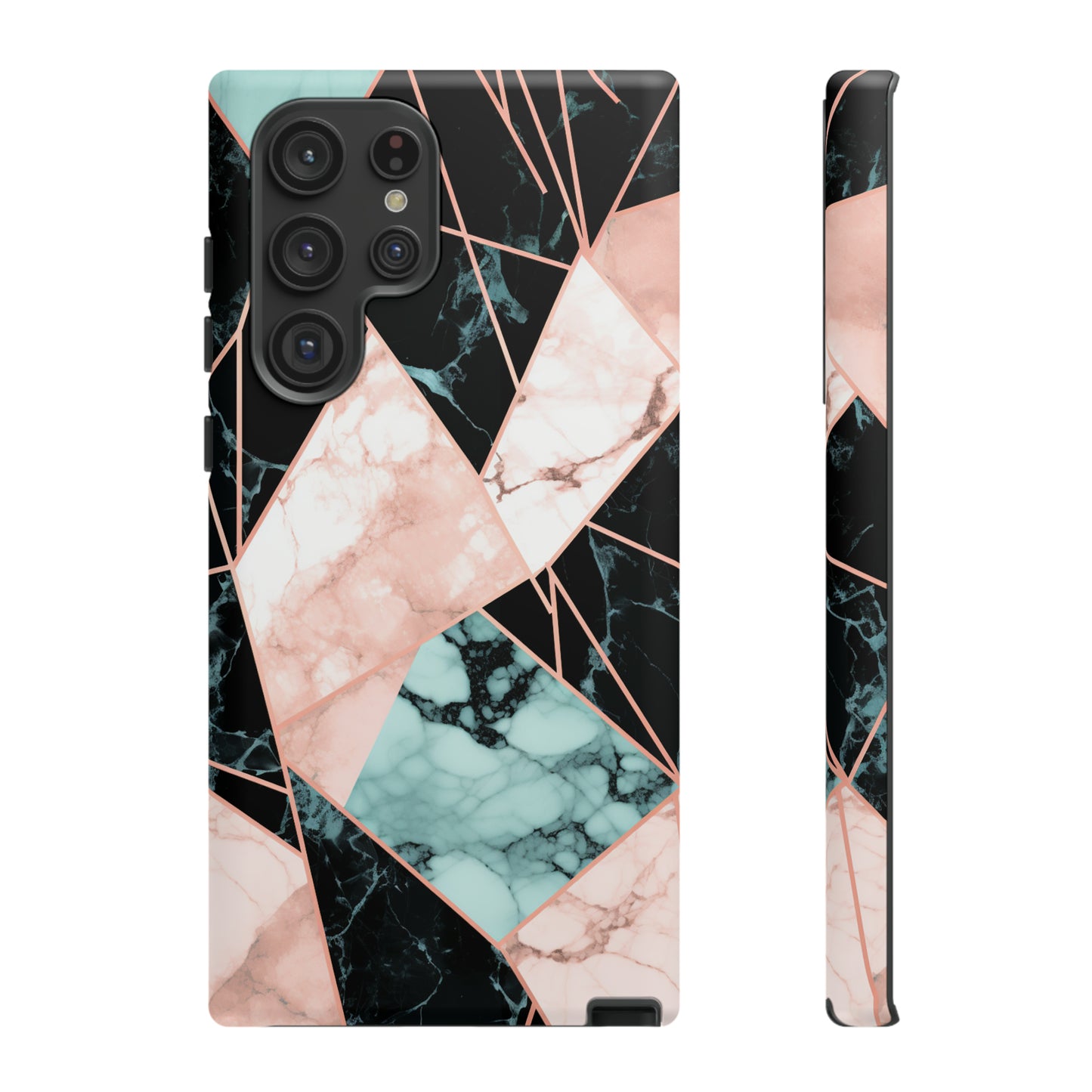 Geometric Elegance Marble and Gold Accents Tough Phone Cases
