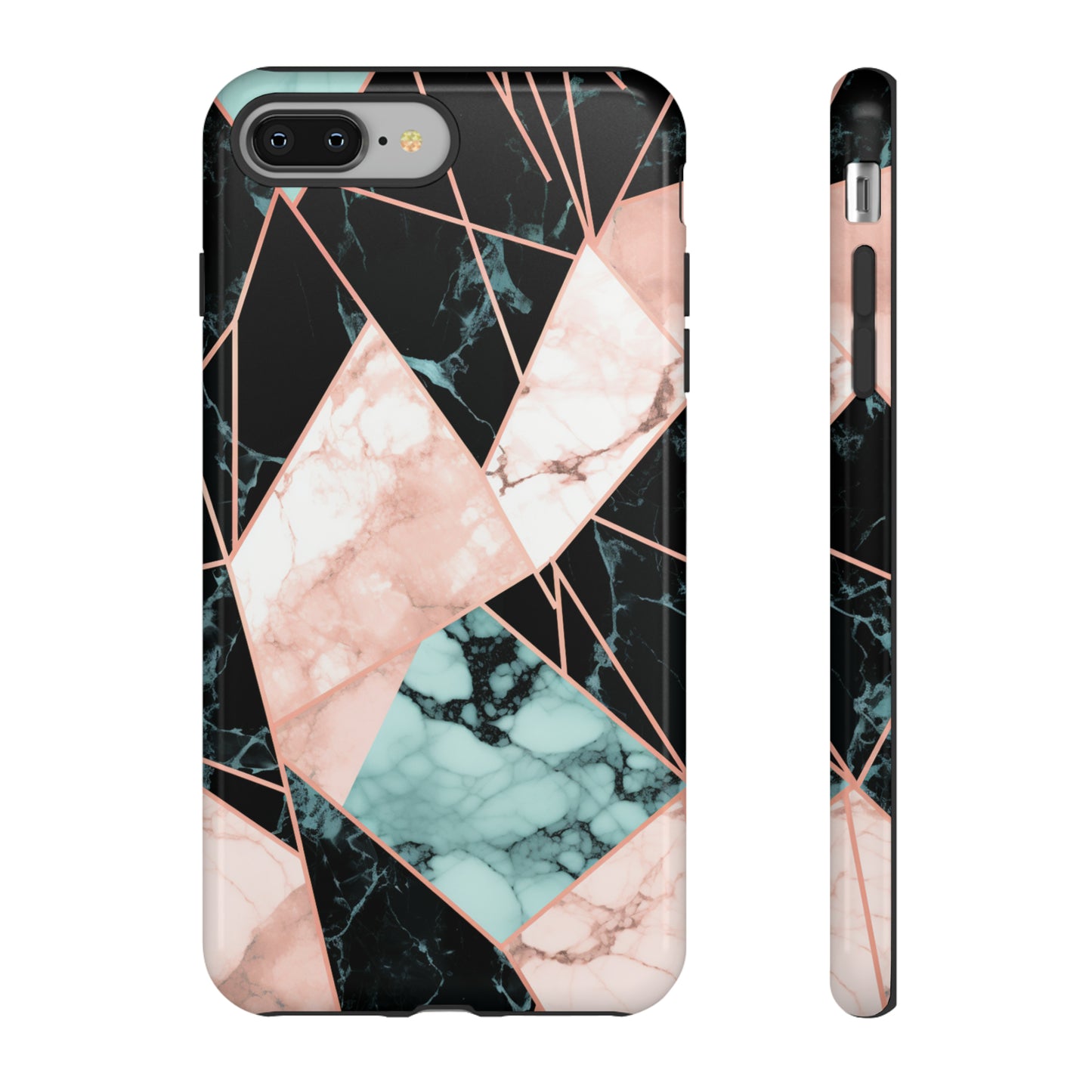 Geometric Elegance Marble and Gold Accents Tough Phone Cases