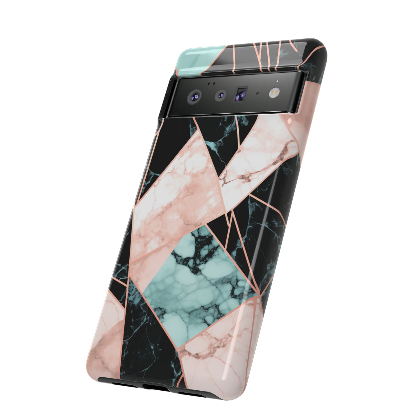 Geometric Elegance Marble and Gold Accents Tough Phone Cases