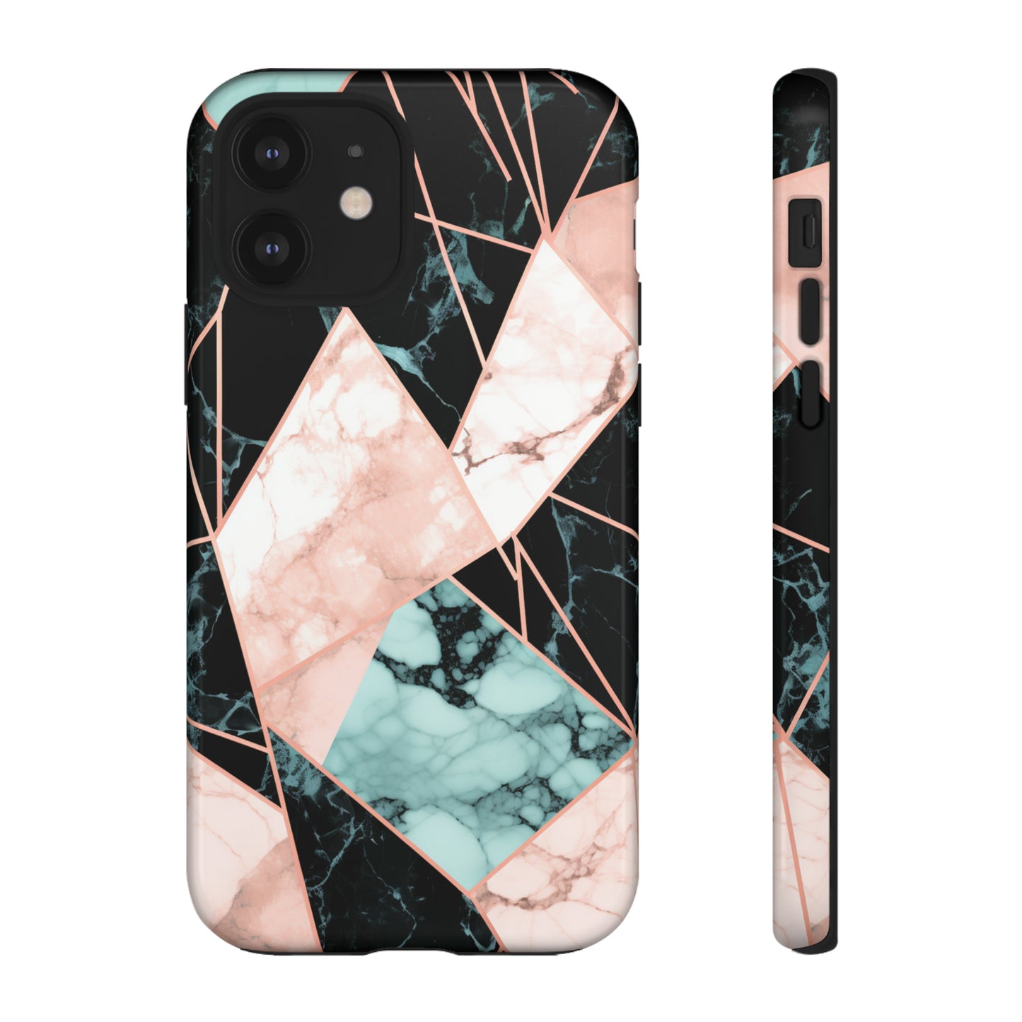 Geometric Elegance Marble and Gold Accents Tough Phone Cases