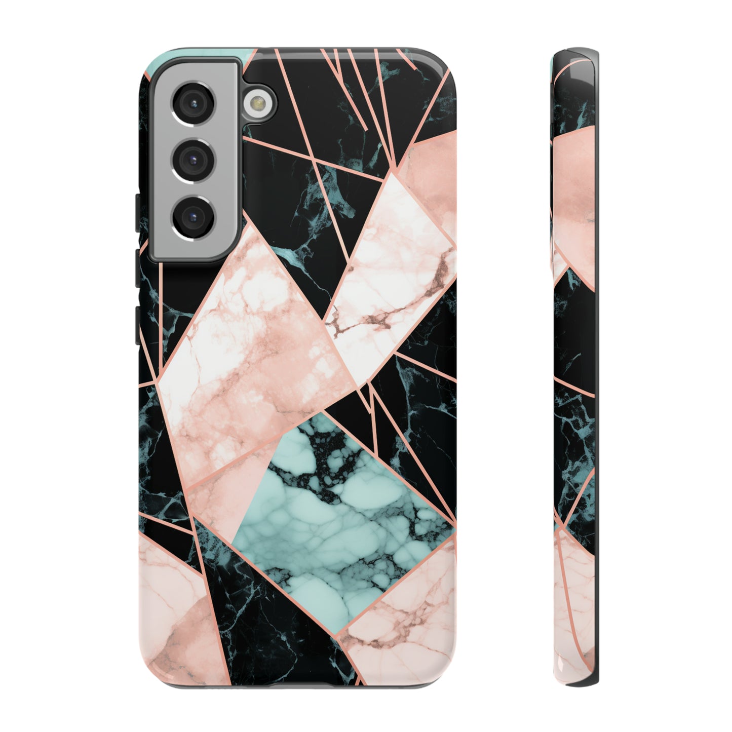 Geometric Elegance Marble and Gold Accents Tough Phone Cases