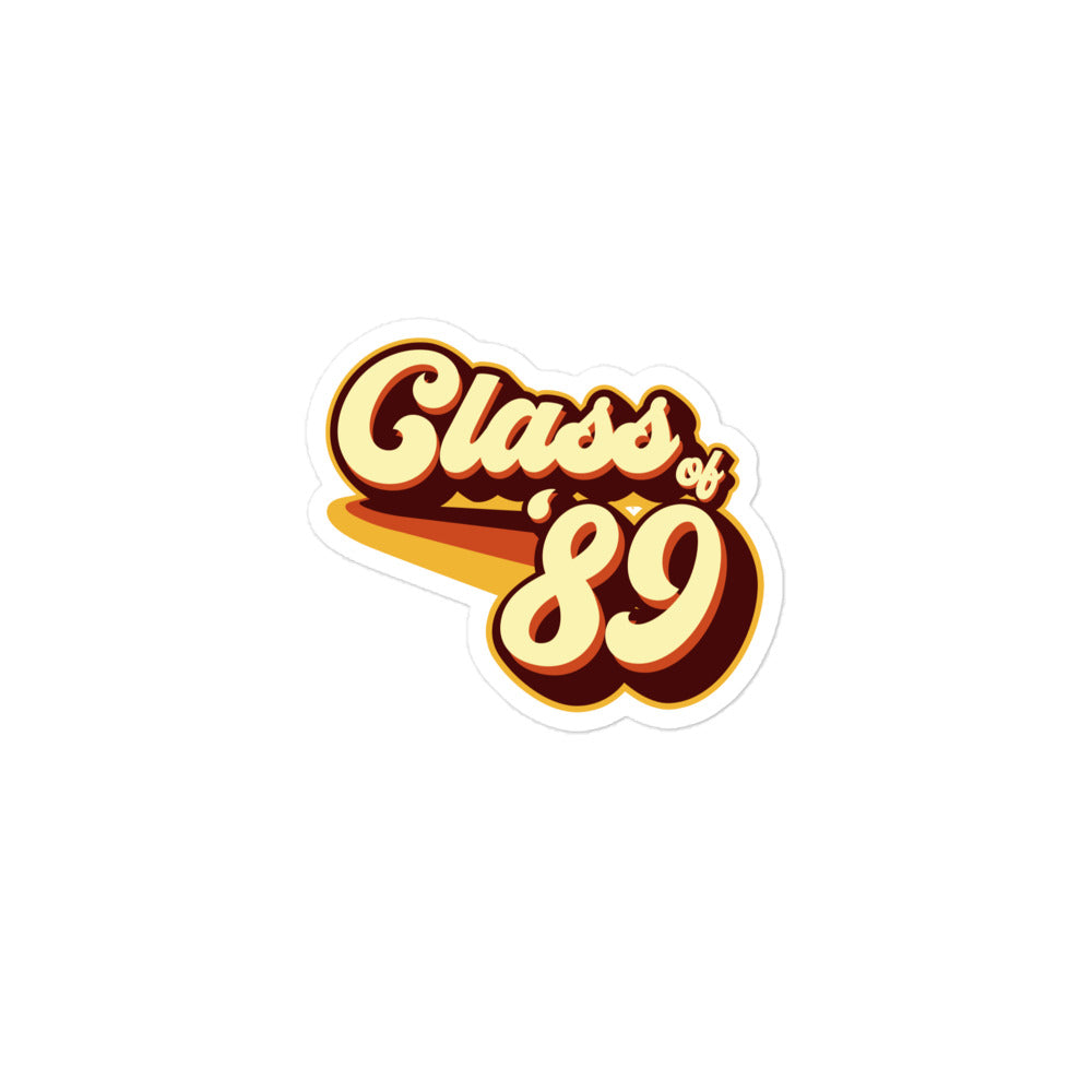 Class of 89 Graduation Retro 1989 Reunion Bubble-free stickers