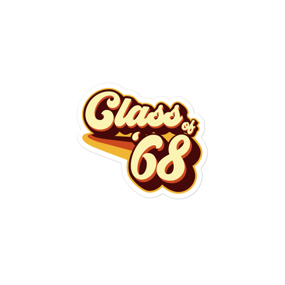 Class of 68 Graduation Retro 1968 Reunion Bubble-free stickers