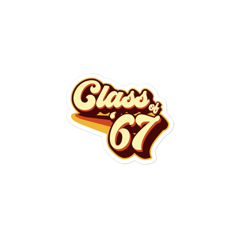 Class of 67 Graduation Retro 1967 Reunion Bubble-free stickers