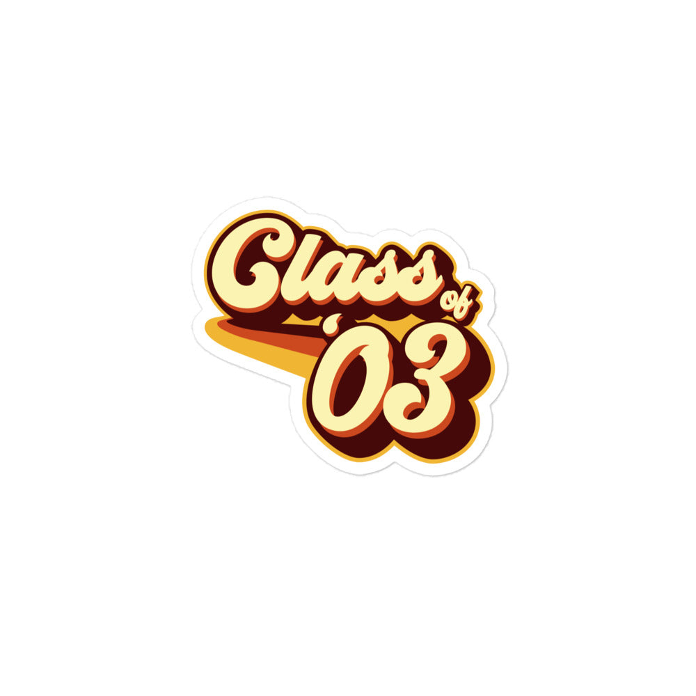 Class of 03 Graduation Retro 2003 Bubble-free stickers