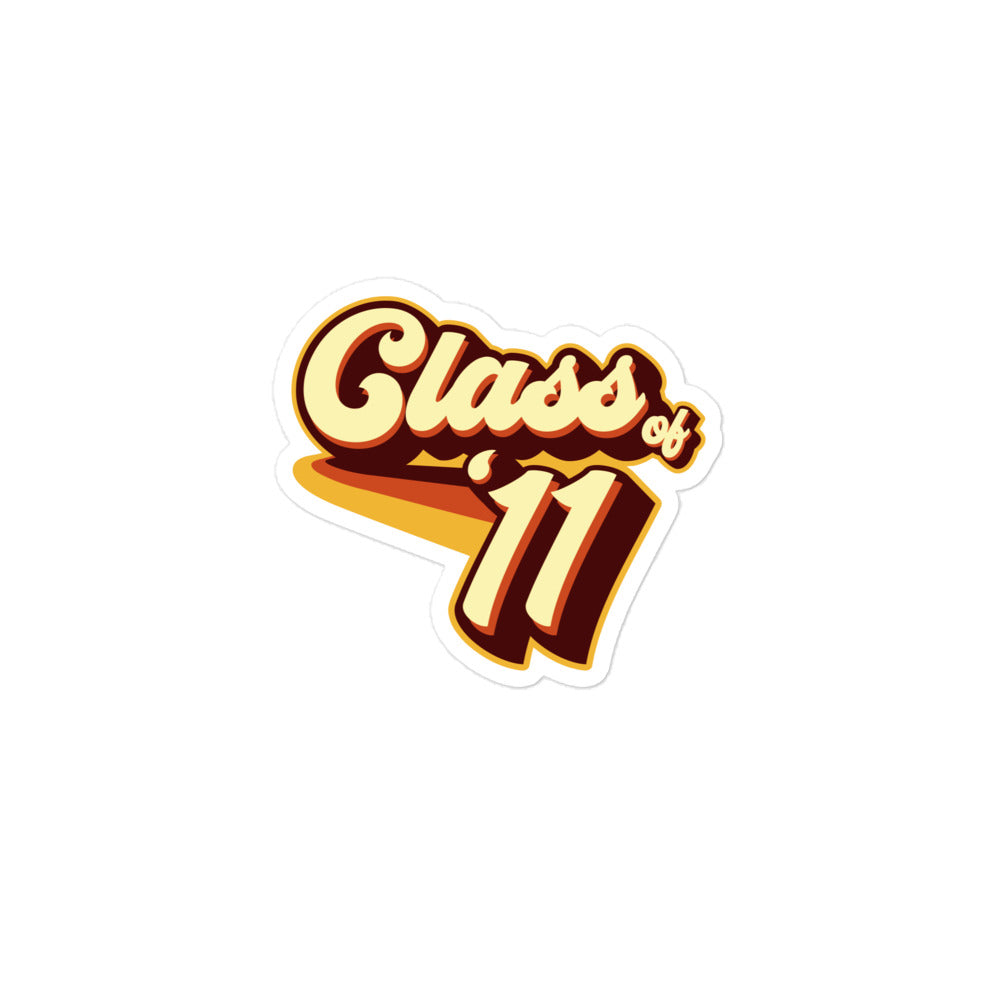 Class of 11 Graduation Retro 2011 Bubble-free stickers
