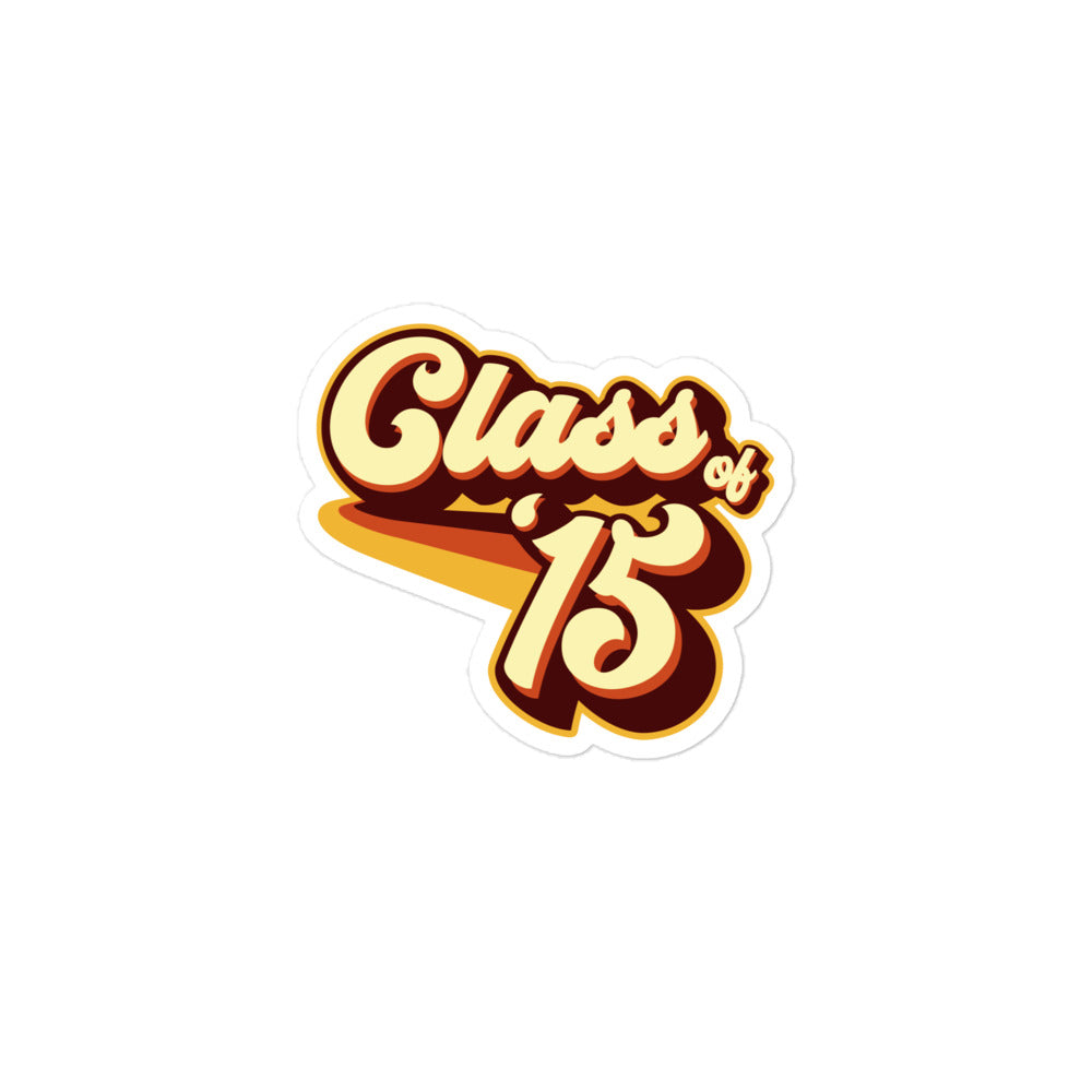 Class of 15 Graduation Retro 2015 Bubble-free stickers