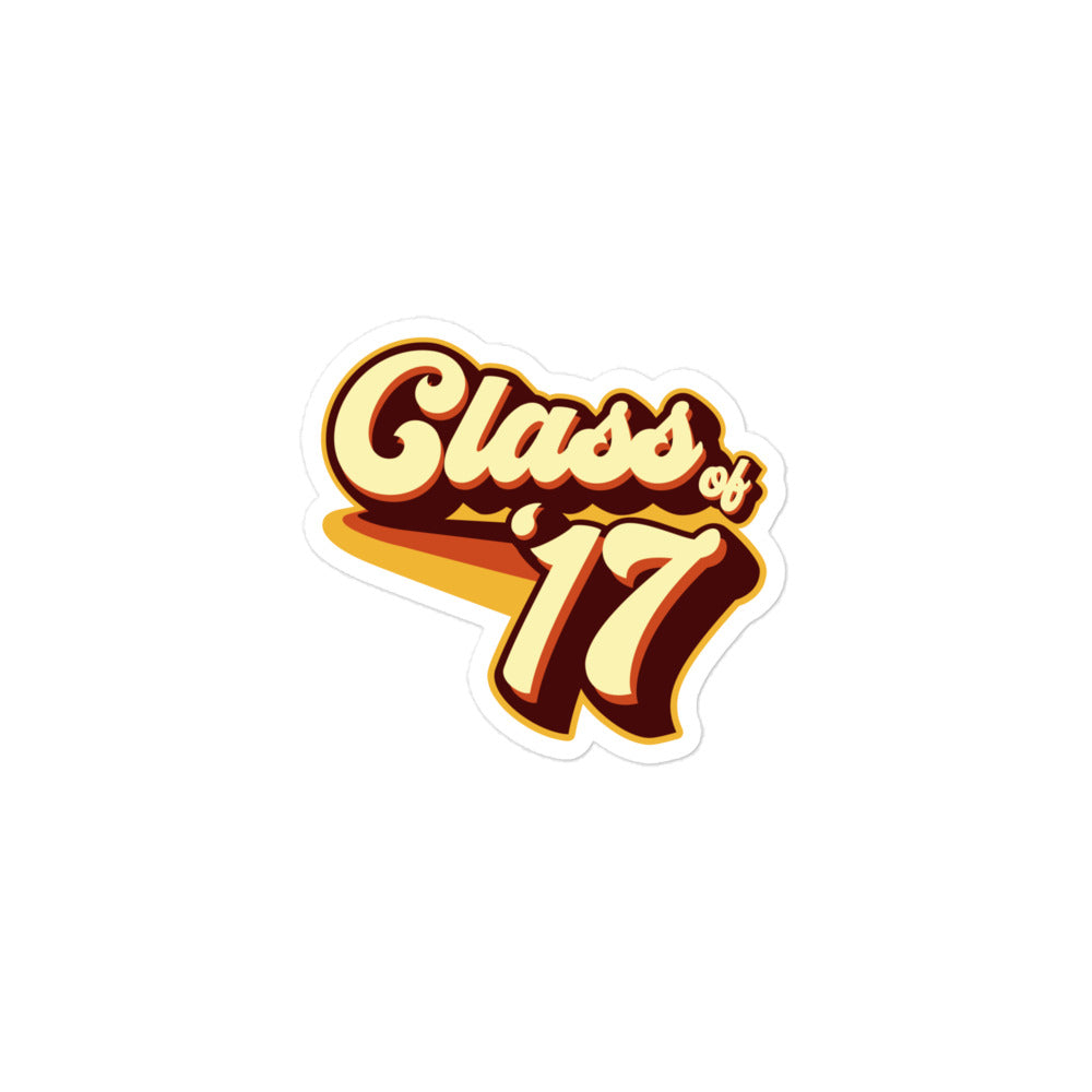 Class of 17 Graduation Retro 2017 Bubble-free stickers