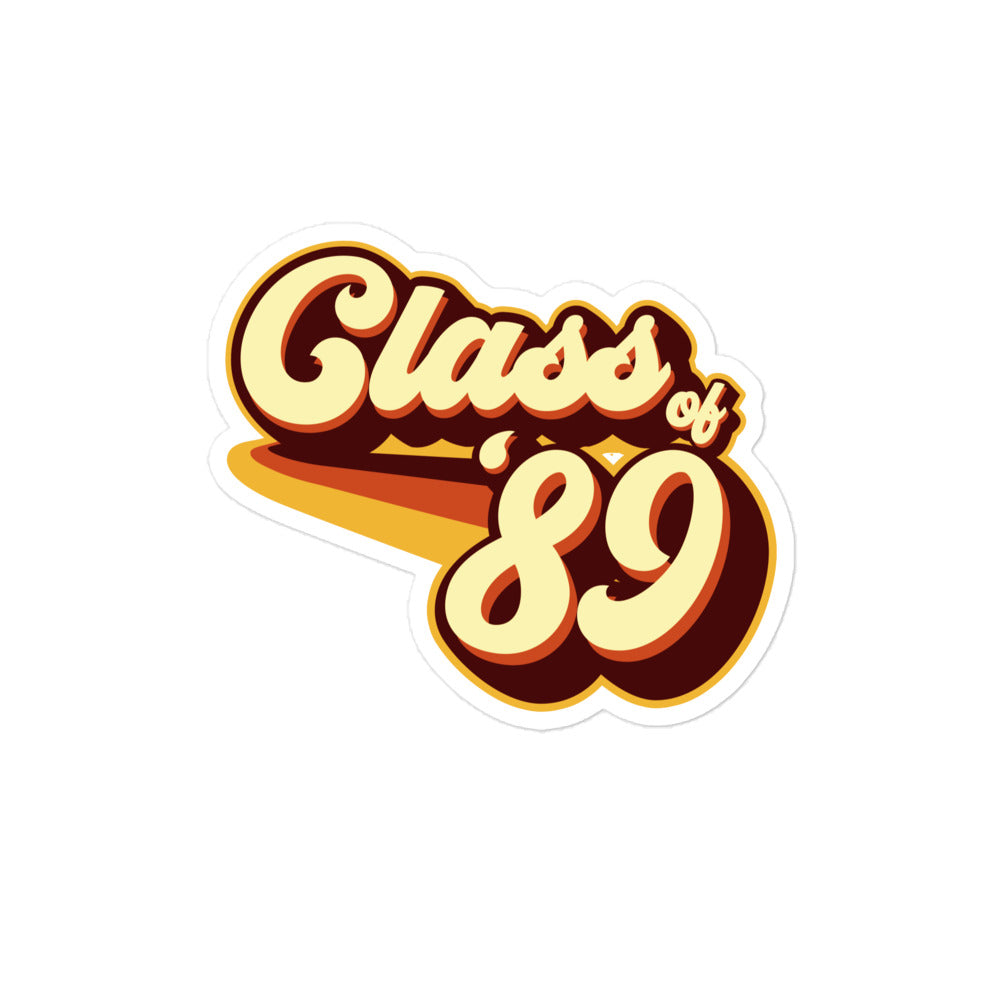 Class of 89 Graduation Retro 1989 Reunion Bubble-free stickers