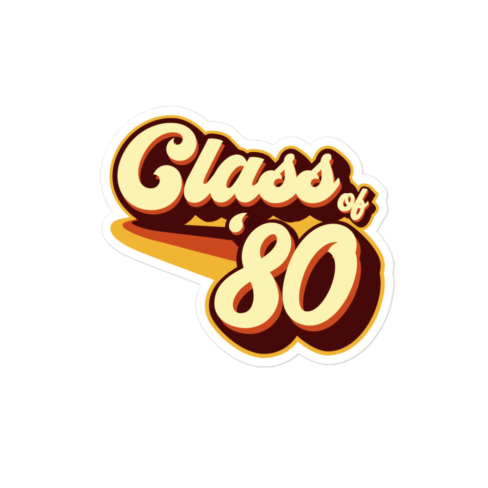 Class of 80 Graduation Retro 1980 Reunion Bubble-free stickers