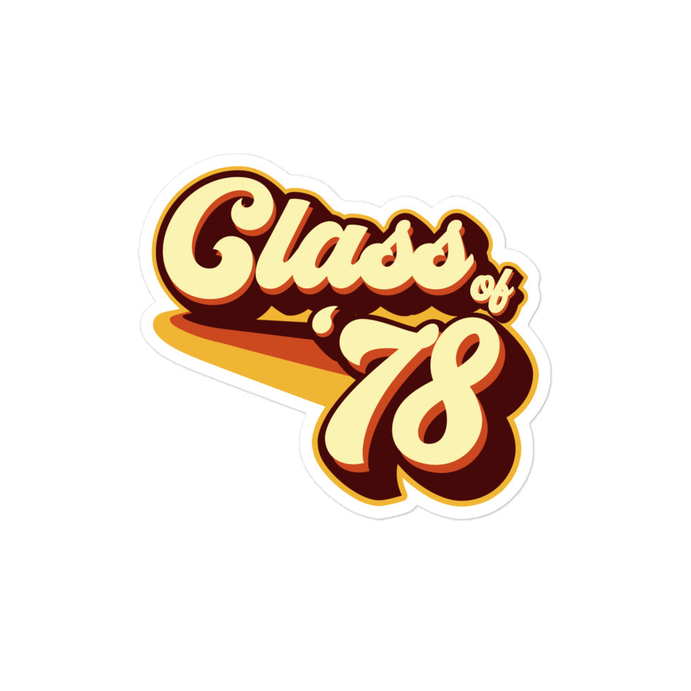 Class of 78 Graduation Retro 1978 Reunion Bubble-free stickers