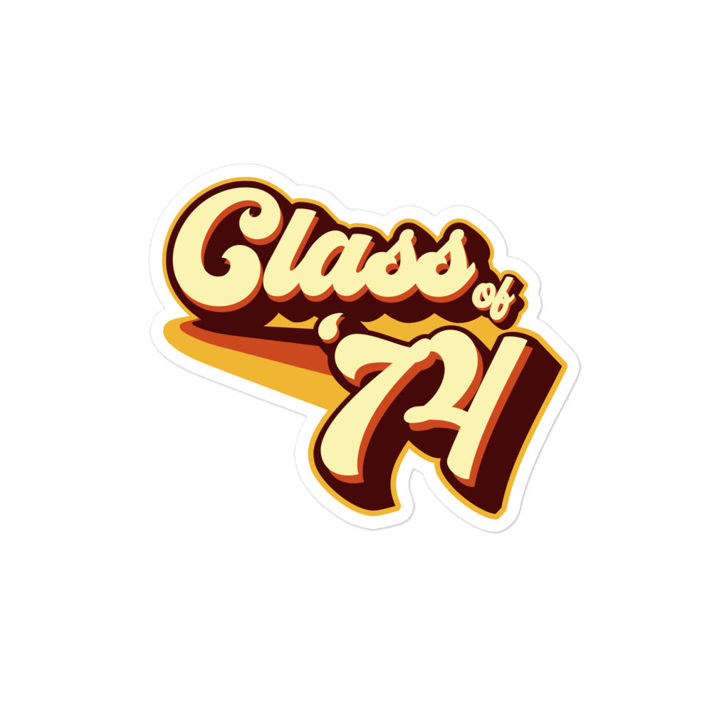 Class of 74 Graduation Retro 1974 Reunion Bubble-free stickers