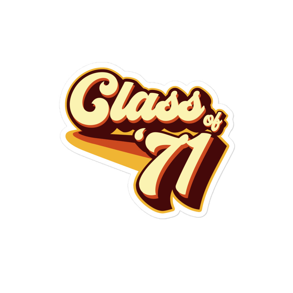 Class of 71 Graduation Retro 1971 Reunion Bubble-free stickers