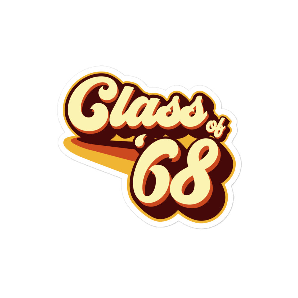 Class of 68 Graduation Retro 1968 Reunion Bubble-free stickers