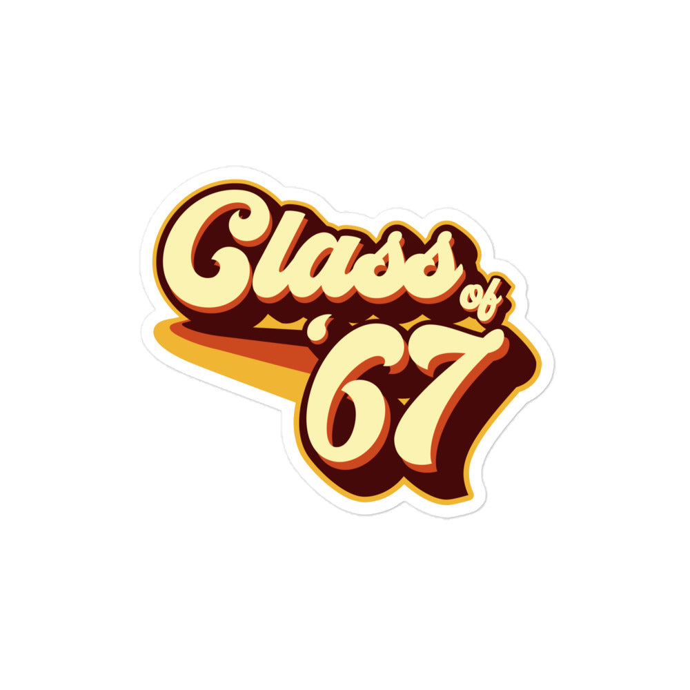 Class of 67 Graduation Retro 1967 Reunion Bubble-free stickers