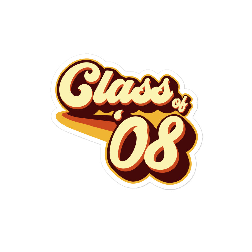 Class of 08 Graduation Retro 2008 Bubble-free stickers