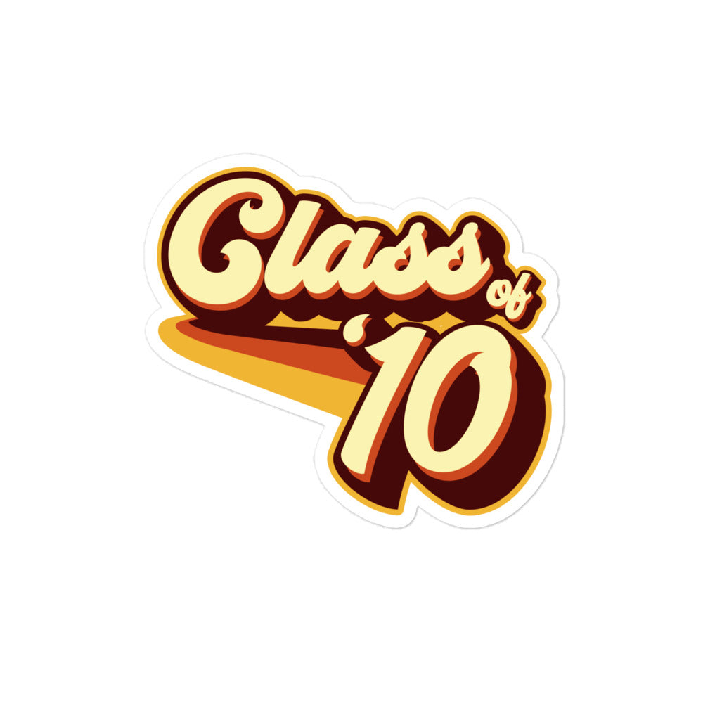 Class of 10 Graduation Retro 2010 Bubble-free stickers