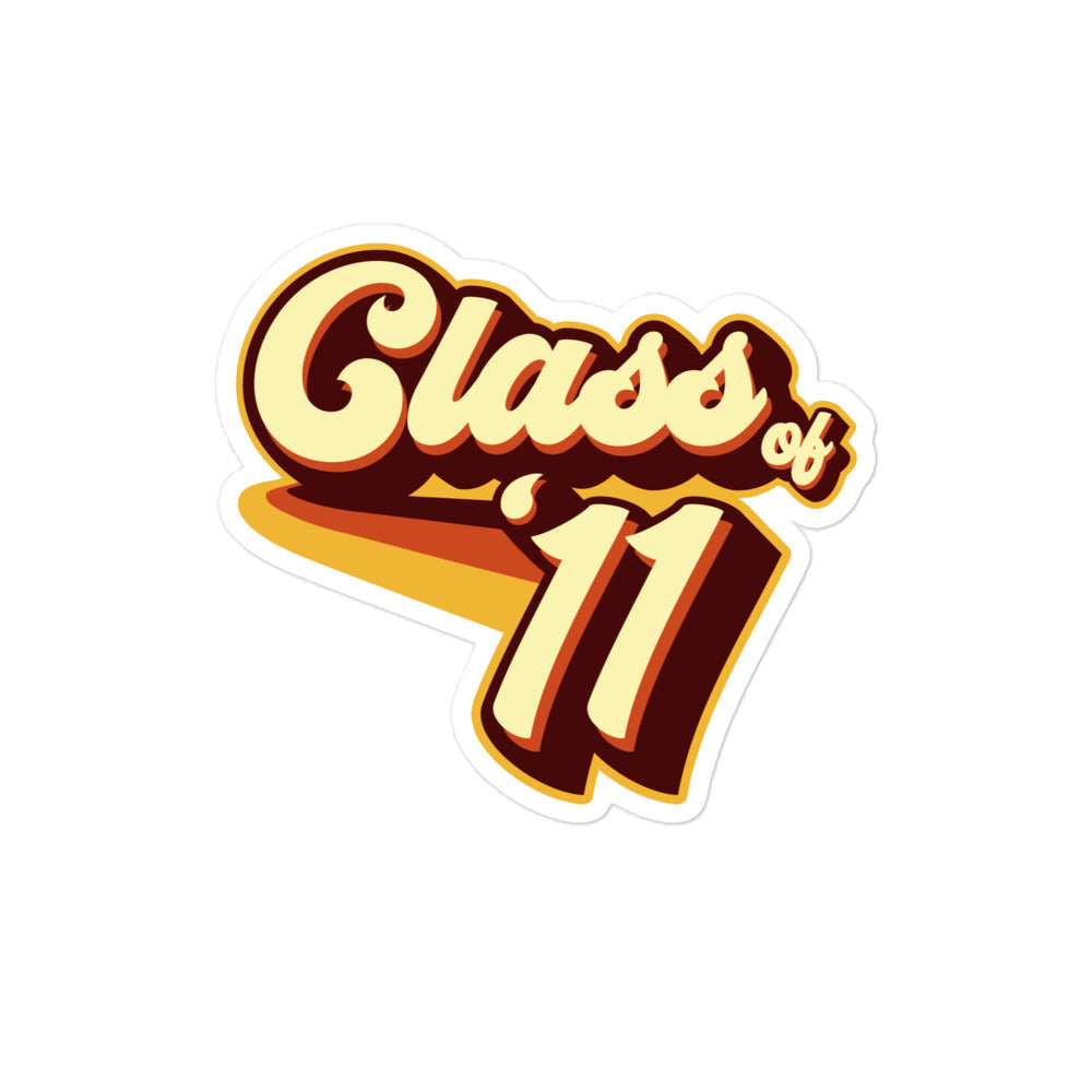 Class of 11 Graduation Retro 2011 Bubble-free stickers
