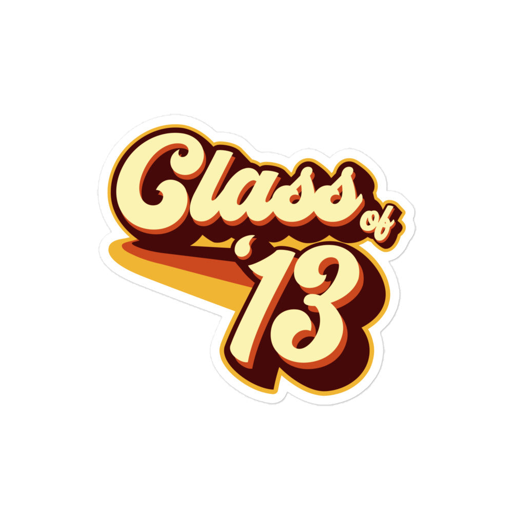 Class of 13 Graduation Retro 2013 Bubble-free stickers