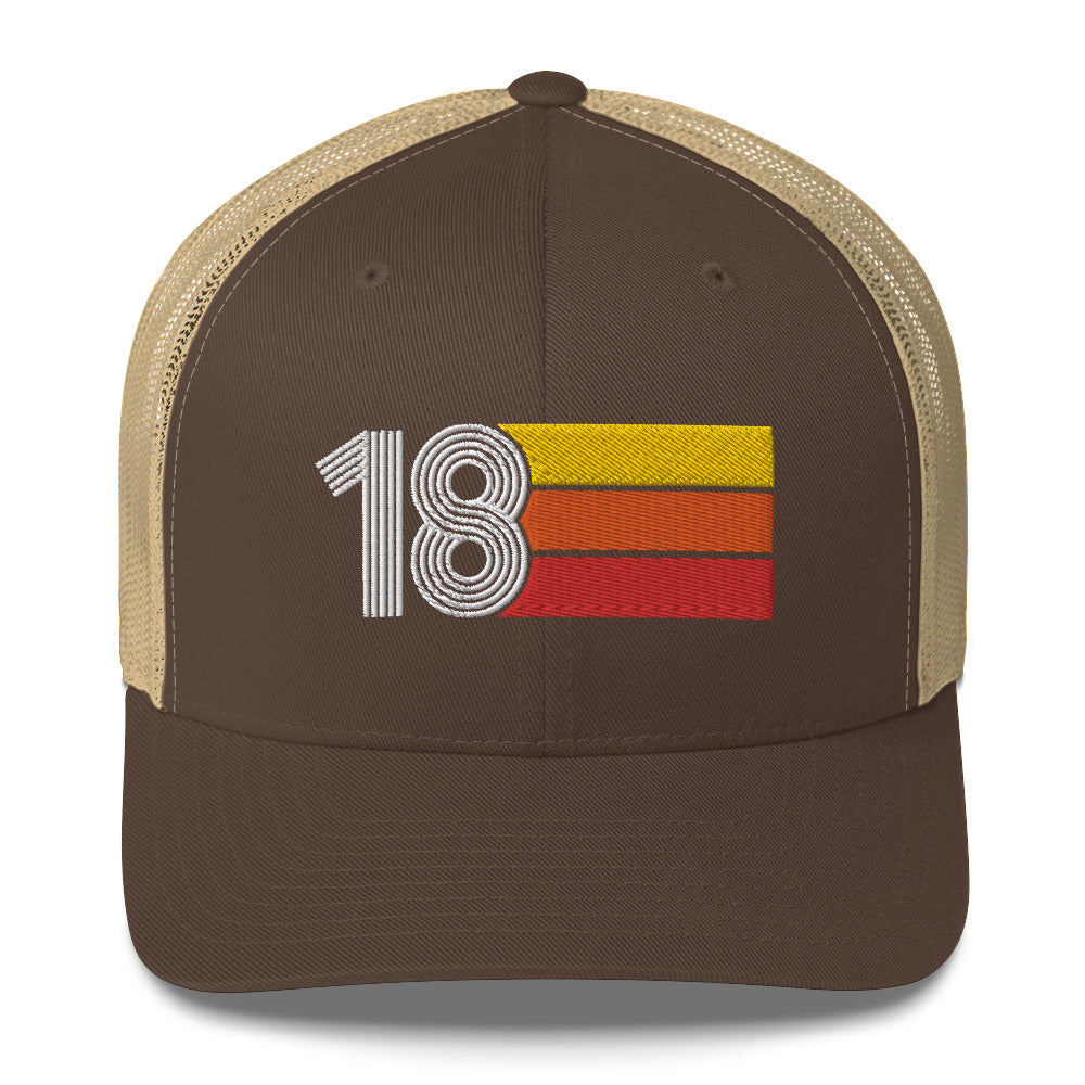 18 Number 18th Birthday Retro Men's Women's Trucker Hat