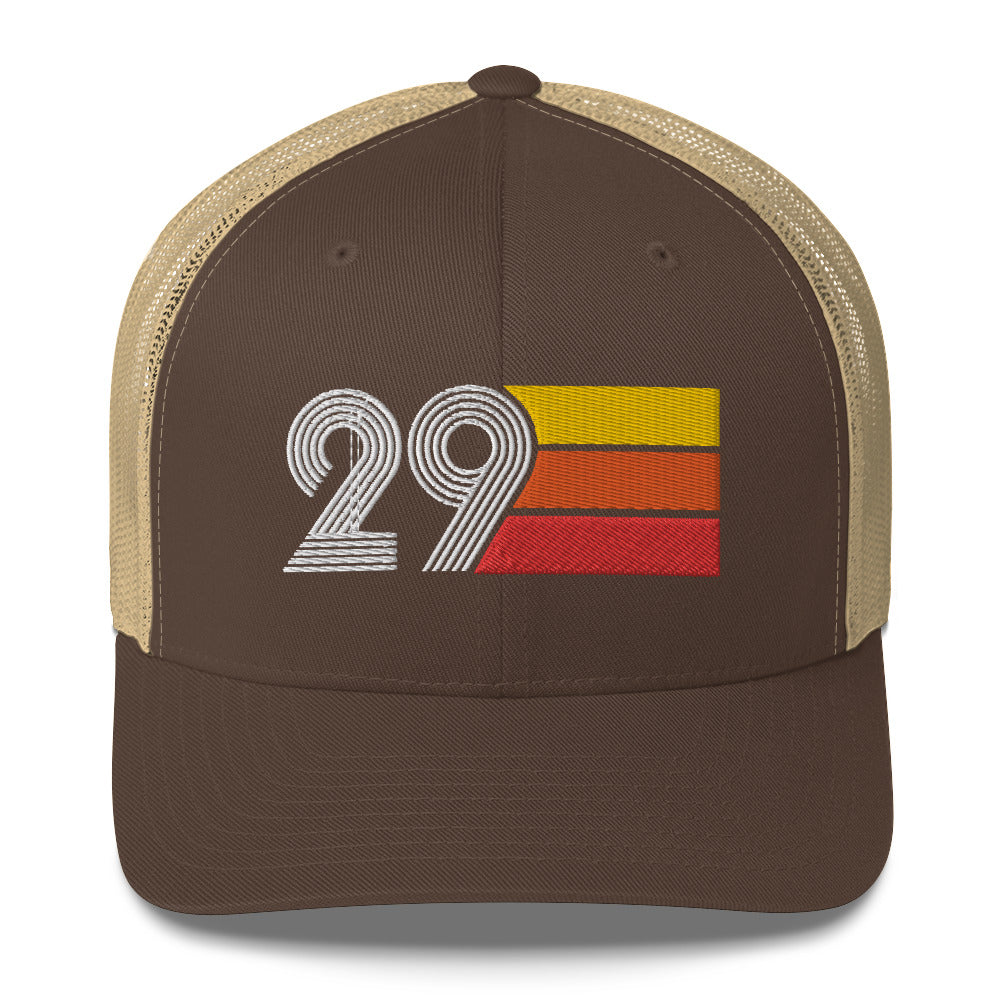 29 Number 29th Birthday Retro Men's Women's Trucker Hat