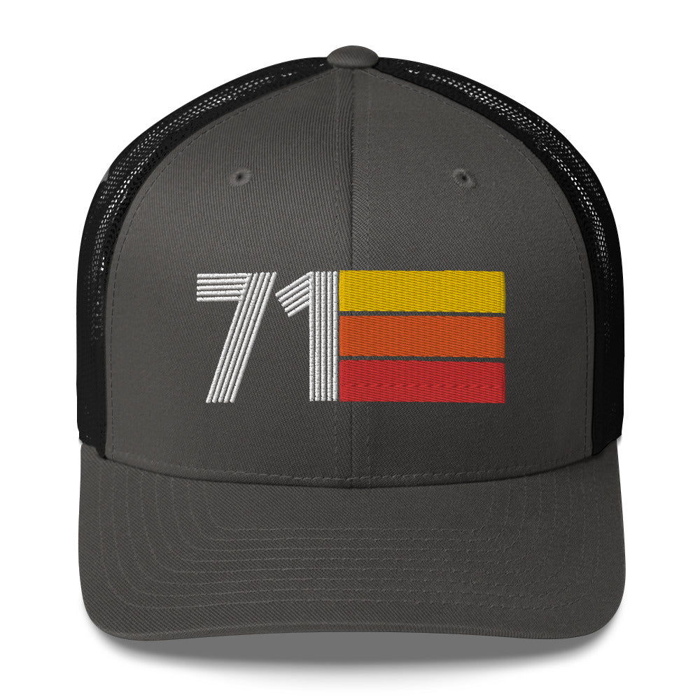 71 Number 1971 Birthday Retro Trucker Hat