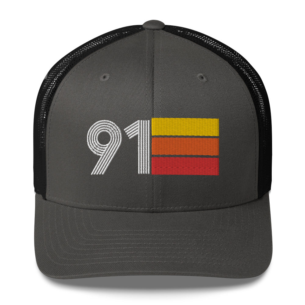91 Number 1991 Birthday Retro Trucker Hat