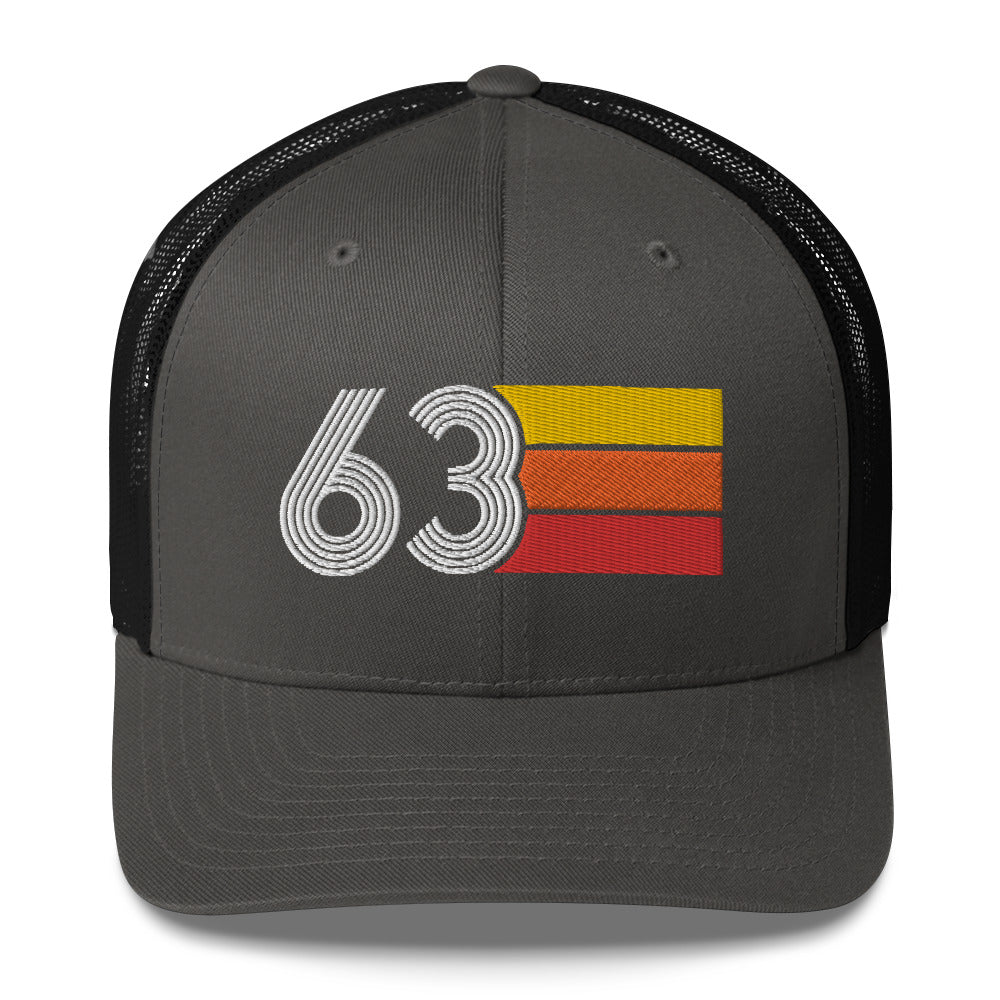 63 Number 1963 Birthday Retro Trucker Hat