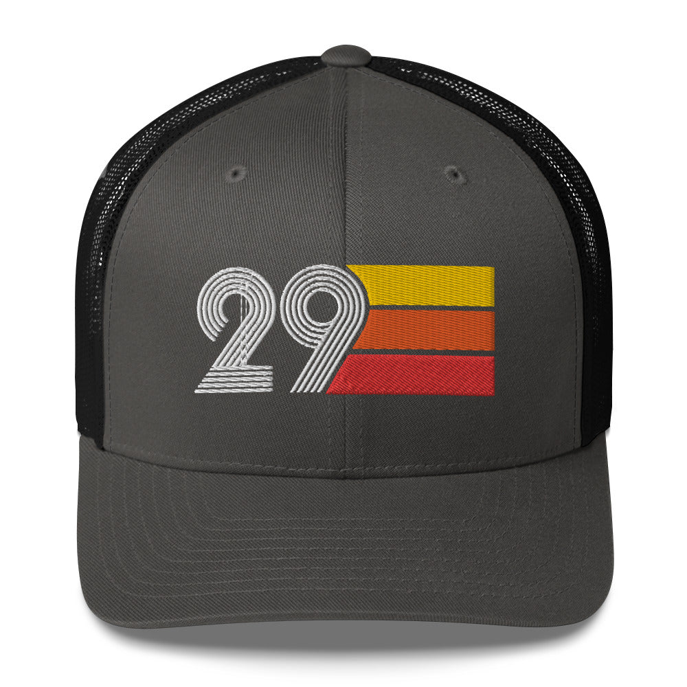 29 Number 29th Birthday Retro Men's Women's Trucker Hat