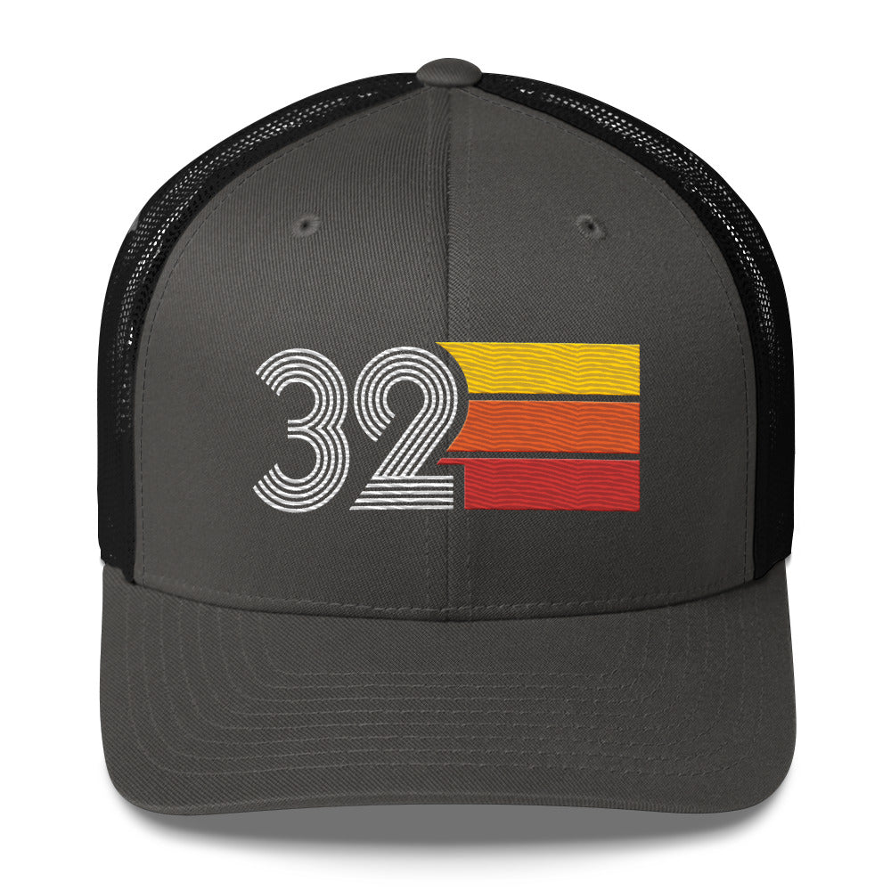 32 Number 32nd Birthday Retro Men's Women's Trucker Hat