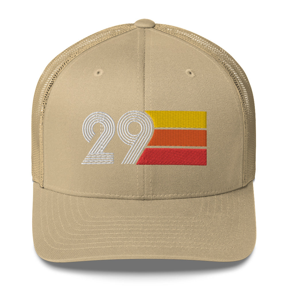 29 Number 29th Birthday Retro Men's Women's Trucker Hat